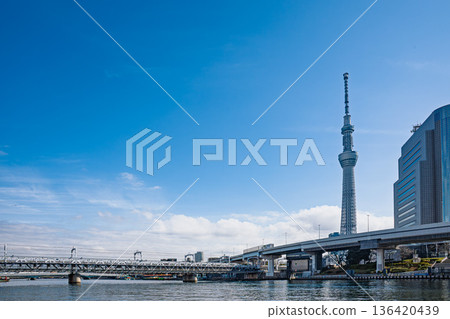 Sky Tree seen from the Sumida River 136420439