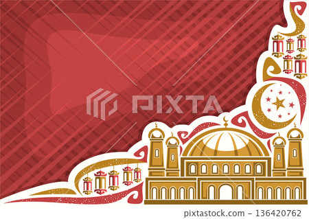 Vector greeting card for holiday Eid al-Fitr Vector greeting card for holiday Eid al-Fitr 136420762