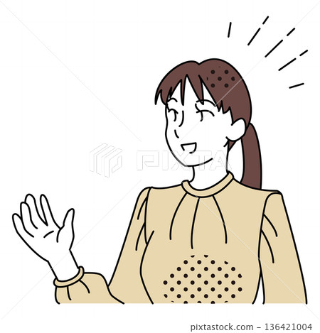 一位女商人舉手發言的插圖 一位女商人舉手發言的插圖 136421004