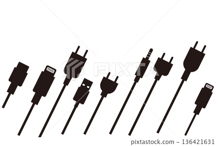 Silhouette illustration of terminal and power cord Silhouette illustration of terminal and power cord 136421631