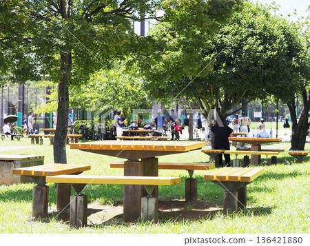 公園的長椅上 136421880