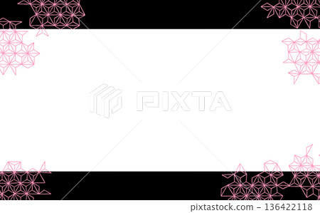 Japanese pattern frame decorated with pink hemp leaves 136422118