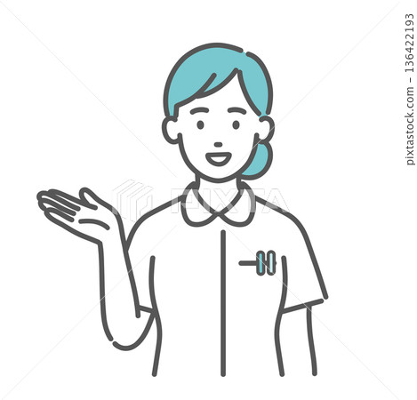 Illustration of a female nurse guiding (palm/introduction) Illustration of a female nurse guiding (palm/introduction) 136422193