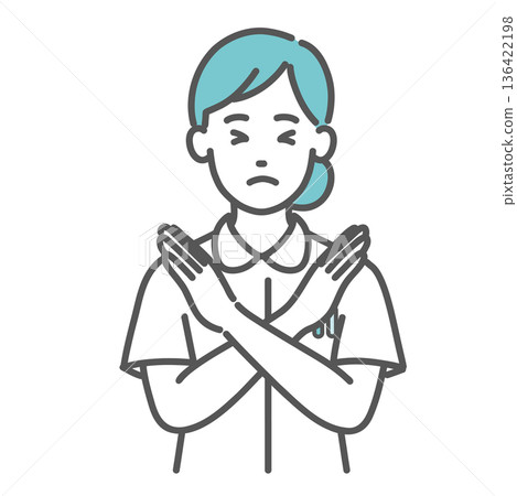Illustration of a female nurse giving an NG sign (cross mark, prohibited) Illustration of a female nurse giving an NG sign (cross mark, prohibited) 136422198