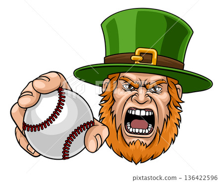 Leprechaun Celtic Irish Baseball Sports Mascot Leprechaun Celtic Irish Baseball Sports Mascot 136422596