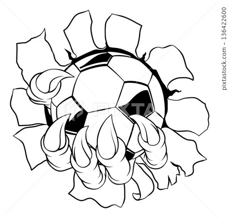Soccer Football Ball Claw Cartoon Monster Hand 136422600