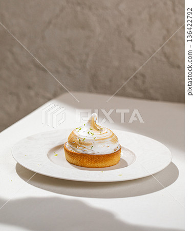Lemon tart with toasted meringue topping Lemon tart with toasted meringue topping 136422792