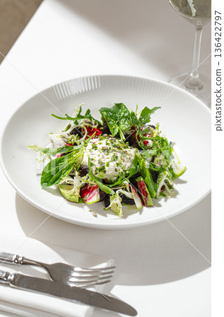 Fresh beet and zucchini salad with cheese Fresh beet and zucchini salad with cheese 136422797