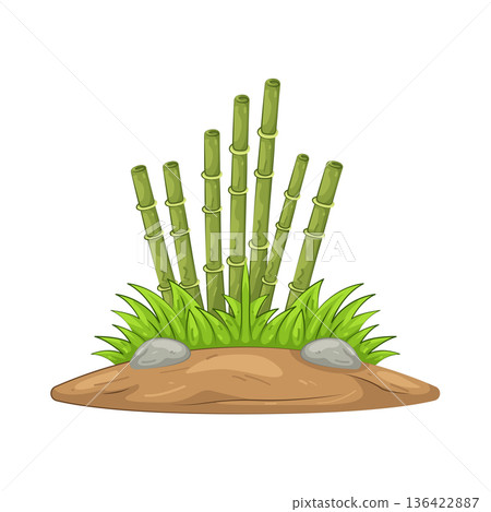 Illustration of Bamboo with grass  136422887