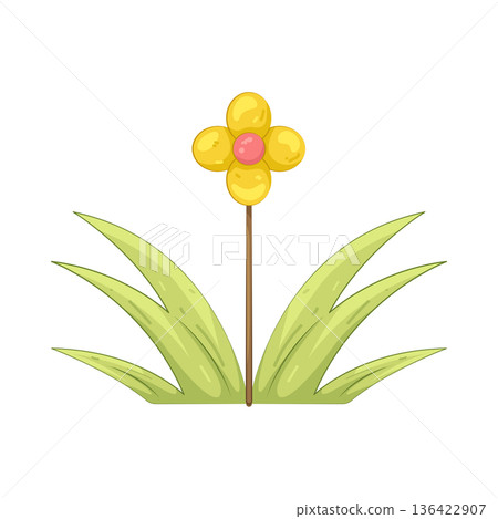 Illustration of Yellow flowering grass 136422907