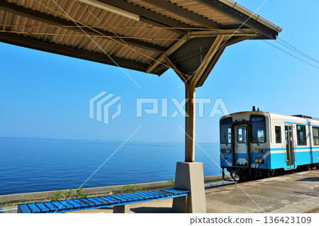 Ehime Prefecture Aozora Shimonada Station and train Ehime Prefecture Aozora Shimonada Station and train 136423109