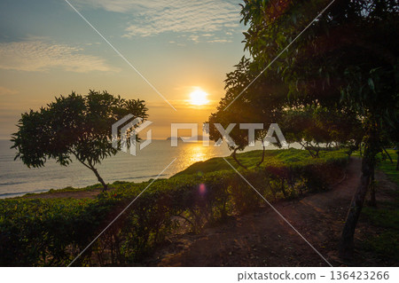 Sunset over the bay and Isla San Lorenzo in Lima, Peru Sunset over the bay and Isla San Lorenzo in Lima, Peru 136423266
