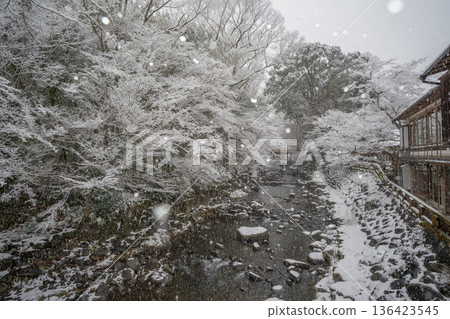 修善寺的雪景冬日 136423545