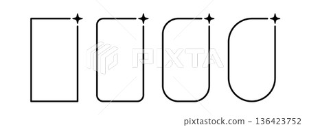 AI rectangle story frames set. Artificial intelligence thin line border. Technology box design element with star. AI robot bar. Neural network frame. Vector illustration isolated on white background 136423752