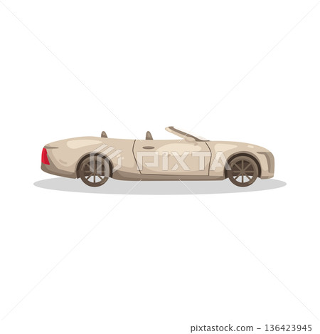 Illustration of beige convertible car 136423945