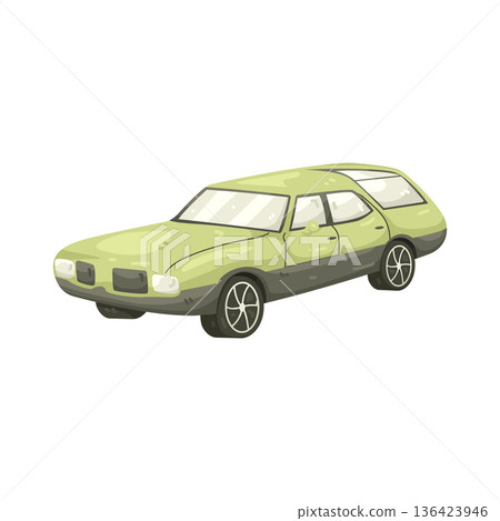 Illustration of vintage station wagon 136423946
