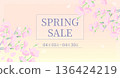 Spring sale banner background with cherry blossom illustration (pastel color, square) Spring sale banner background with cherry blossom illustration (pastel color, square) 136424219