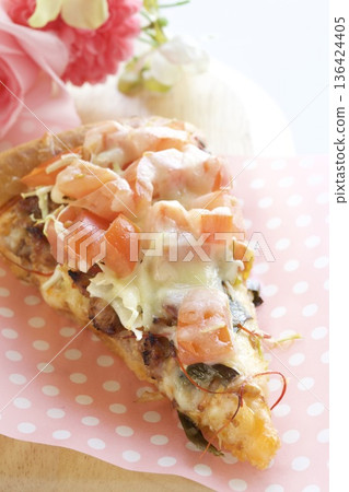 Tomato and chive pizza Tomato and chive pizza 136424405