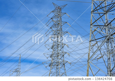 Tower High-voltage tower Power line 136424708