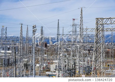 Tower High-voltage tower Power line 136424720