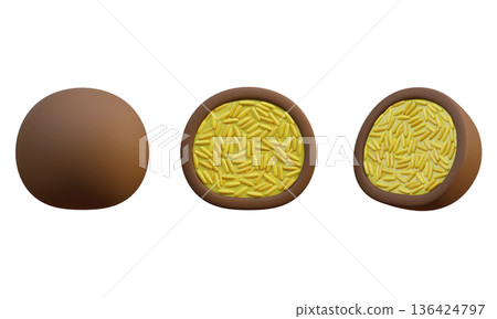 3D rendered Dubai chocolate pistachio cookie on isolated background 3D rendered Dubai chocolate pistachio cookie on isolated background 136424797