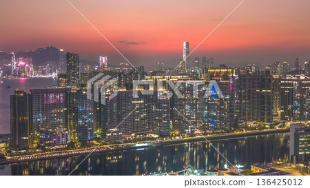 Golden sunset illuminates Kai Tak harbourfront residential skyline Feb 8 2026 Golden sunset illuminates Kai Tak harbourfront residential skyline Feb 8 2026 136425012