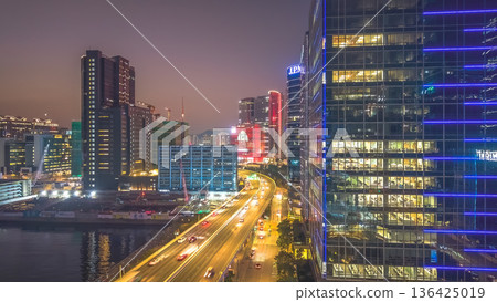 Kwun Tong Bypass highway at night in Hong Kong Feb 8 2026 Kwun Tong Bypass highway at night in Hong Kong Feb 8 2026 136425019