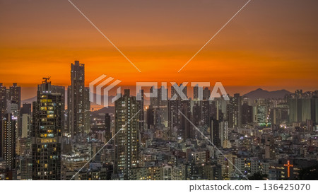 Golden sunset illuminates dense Kowloon West urban skyline Feb 6 2026 Golden sunset illuminates dense Kowloon West urban skyline Feb 6 2026 136425070