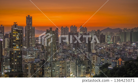 Golden sunset illuminates dense Kowloon West urban skyline Feb 6 2026 Golden sunset illuminates dense Kowloon West urban skyline Feb 6 2026 136425071
