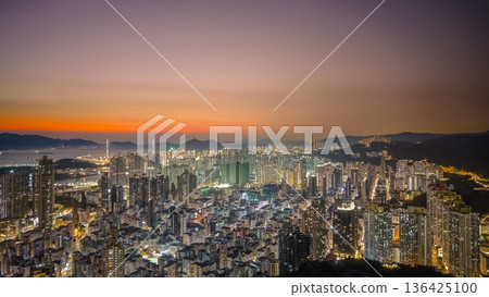 Golden sunset illuminates dense Kowloon West urban skyline Feb 6 2026 Golden sunset illuminates dense Kowloon West urban skyline Feb 6 2026 136425100