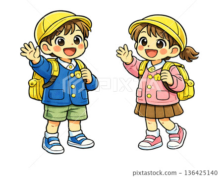 小學生背著書包的插圖 136425140