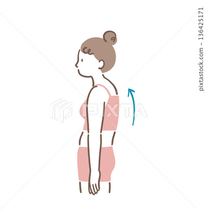 Illustration material of a hunched woman seen from the side 136425171