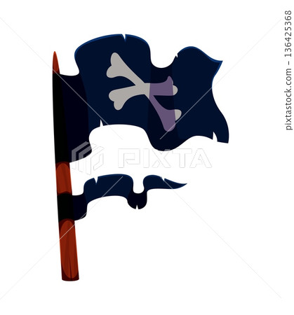 Pirate font cartoon black flag letter F. Piracy nautical font element, treasure hunt typeface vector symbol. Pirate marine sailing typeset letter with waving Jolly Roger flag on flagpole Pirate font cartoon black flag letter F. Piracy nautical font element, treasure hunt typeface vector symbol. Pirate marine sailing typeset letter with waving Jolly Roger flag on flagpole 136425368