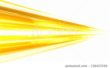 金色的光線加速駛向未來，白色背景上呈現高速通訊和數位能源的抽象背景。 136425584