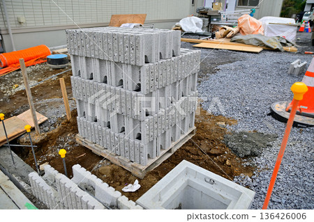 Block wall construction 136426006