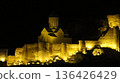 Illuminated Narikala Fortress and Church in Tbilisi, Georgia, birthplace of wine 136426429