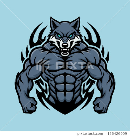 wolf mascot logo illustration vector design template modern style eps 10 136426909