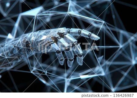 Abstract Robotic Hand Connect to Network for Future Technology Concept 136426987