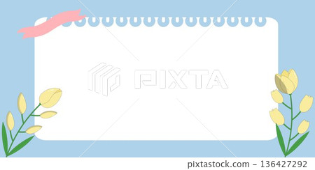 Soft pastel tulip floral frame background with large copy space in the center, perfect for greeting cards, invitations, spring promotions, wedding templates, and social media designs. 136427292