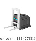 3D icon illustration of an autonomous forklift designed for intelligent warehouse operations.  136427338