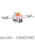 3D icon of an inspection drone. Clean design with smooth surfaces and soft lighting. Concept of smart logistics, warehouse automation, aerial robotics, inventory control, and future technology 136427345