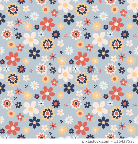 doodle floral pattern 136427553
