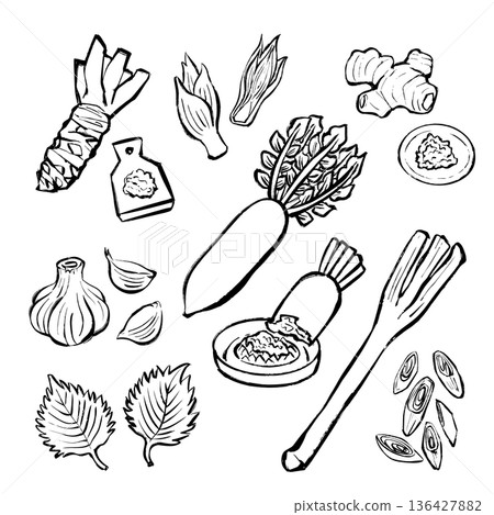 調味品線描插圖集 136427882