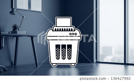 Professional Paper Shredder Vector Icon for Office Data Security 136427992