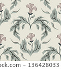 Seamless floral vector pattern with floral composition in cloud dancer color 136428033