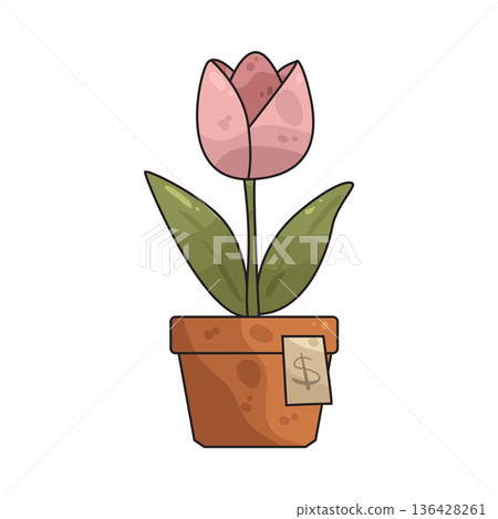 Illustration of Tulip in pot 136428261