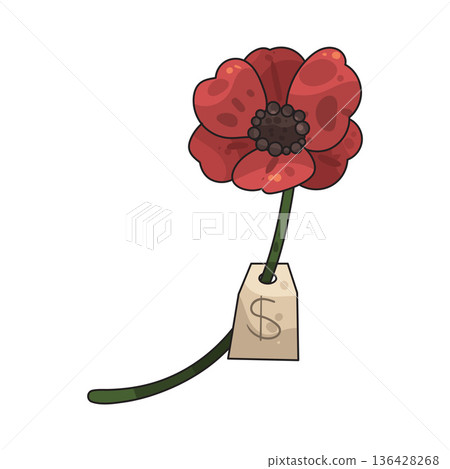 Illustration of Poppy with price tag 136428268