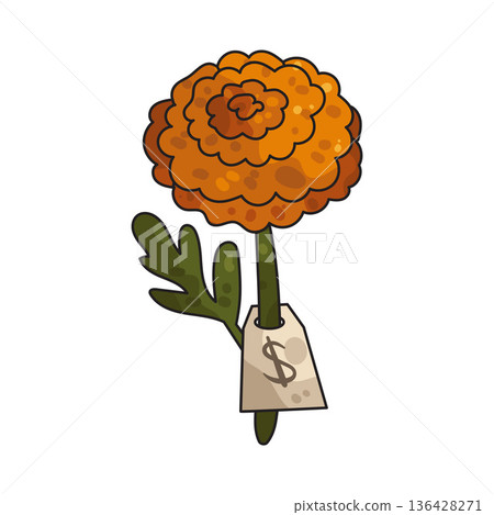 Illustration of Marigold with price tag Illustration of Marigold with price tag 136428271