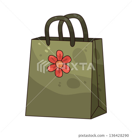 Illustration of Shopping Bag with Flower logo Illustration of Shopping Bag with Flower logo 136428290