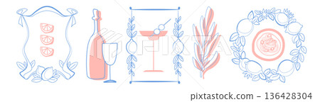 Italian lemon frame, doodle citrus borders Italian lemon frame, doodle citrus borders 136428304